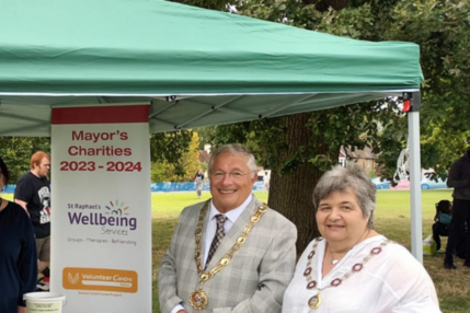 Mayor of Sutton Charities Banner with the Mayor and Mayoress of Sutton