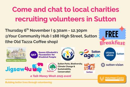 Volunteering Talk Money Week pop-up 6x4