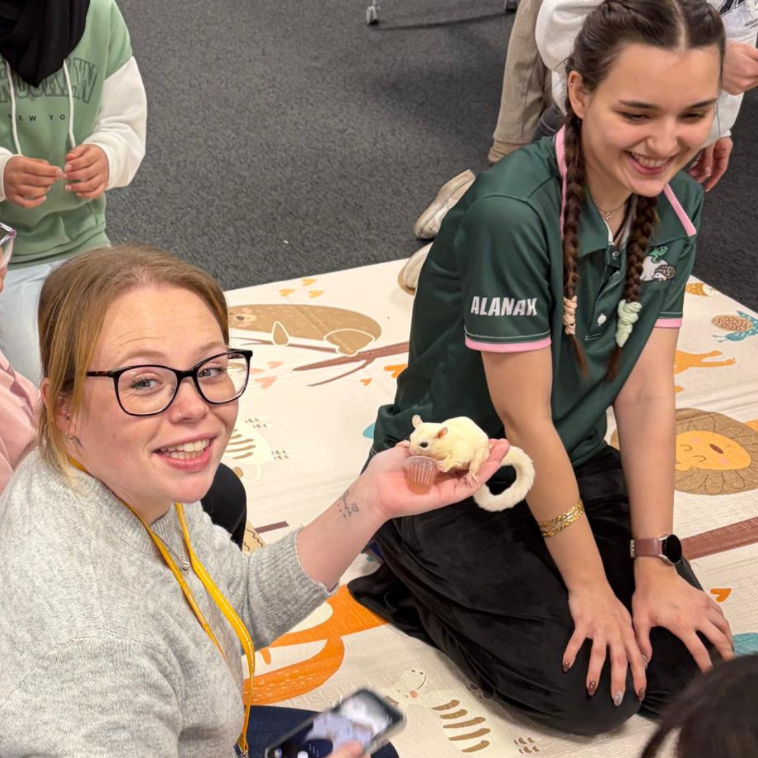 MAPS Staff Member holding a Sugar Glider