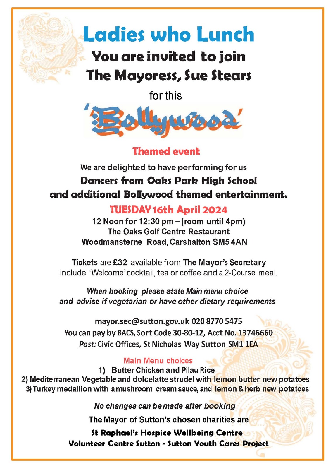 Mayors Charities Ladies who lunch flyer