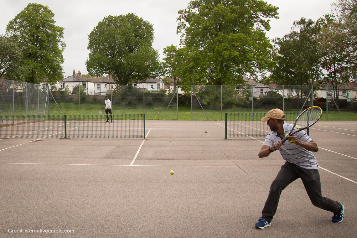 Michael and Darren MAPS mentoring playing tennis