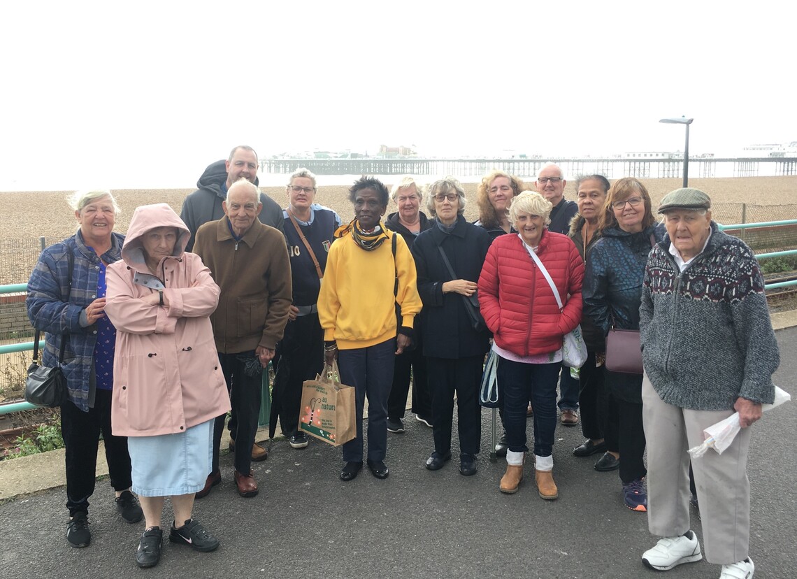 Sutton Befrienders group photo by the seaside