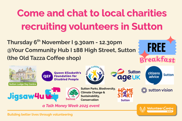 Volunteering Talk Money Week pop-up 6x4